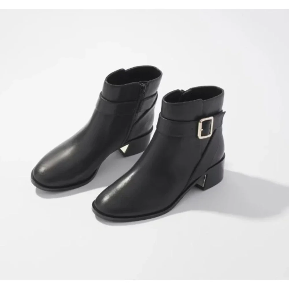 White House Black Market® (Women's 9) Nappa Buckle Short Boot in Black‎ - $210